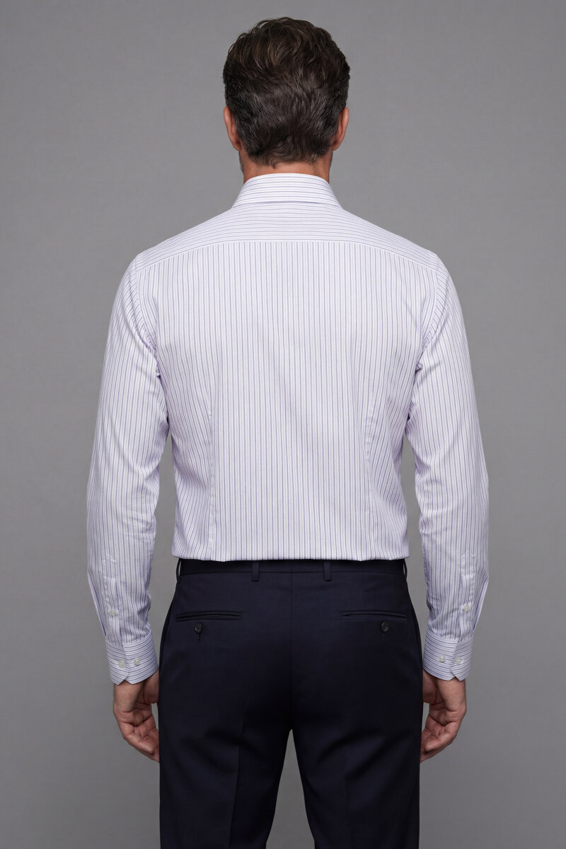 Uzun Kollu Regular Fit Klasik B Yaka Tek Cep Erkek Gri Gömlek - 2