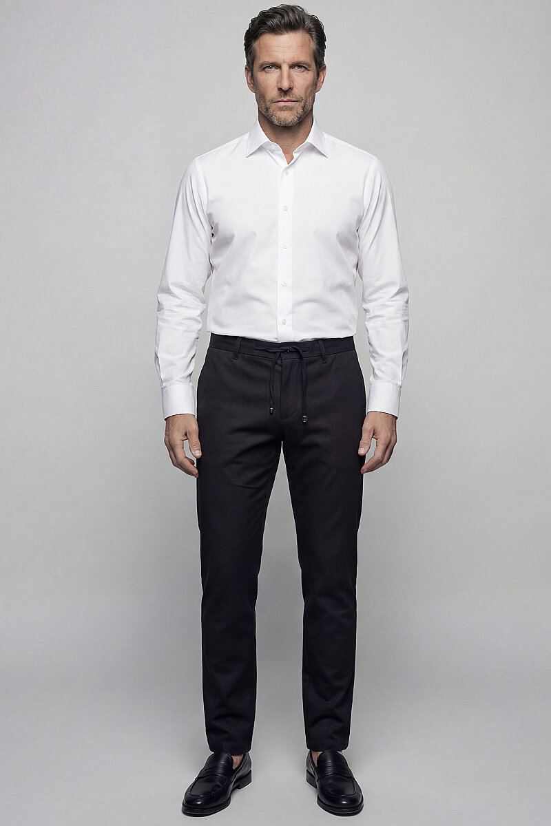 Beyaz Regular Fit Polyester Cepsiz Uzun Yaka Dakron Gömlek - 5