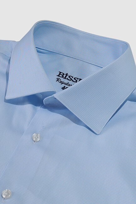 Mavi Non Iron Mikro Desenli Regular Fit Uzun Kollu Gömlek (2)