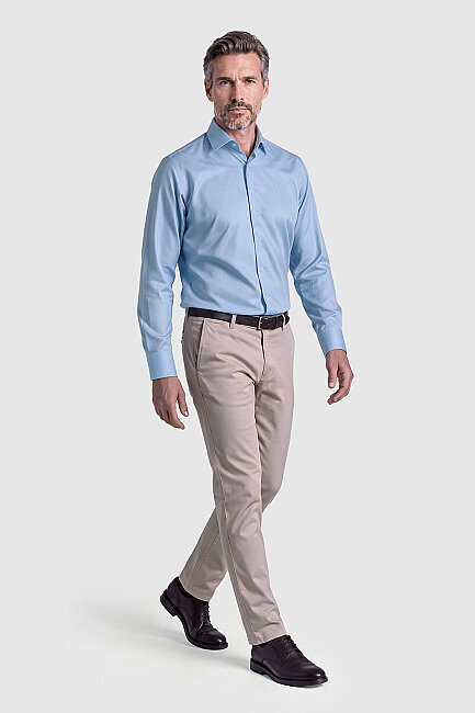 Mavi Non Iron Mikro Desenli Regular Fit Uzun Kollu Gömlek (4)