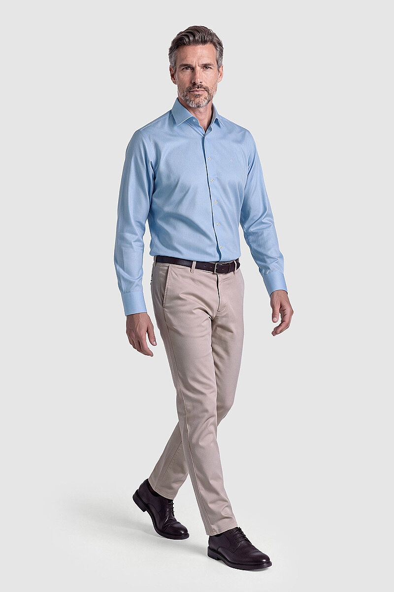 Mavi Non Iron Mikro Desenli Regular Fit Uzun Kollu Gömlek - 5