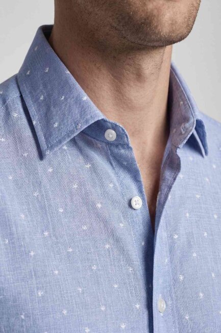 Bisse Studio Erkek Regular Fit Uzun Kollu Mavi Cepsiz Gömlek - 3