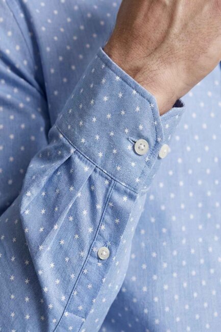 Bisse Studio Erkek Regular Fit Uzun Kollu Mavi Cepsiz Gömlek - 4