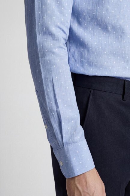 Bisse Studio Erkek Regular Fit Uzun Kollu Mavi Cepsiz Gömlek - 5