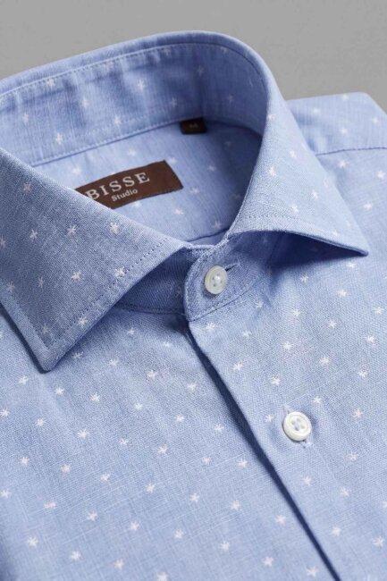 Bisse Studio Erkek Regular Fit Uzun Kollu Mavi Cepsiz Gömlek - 6