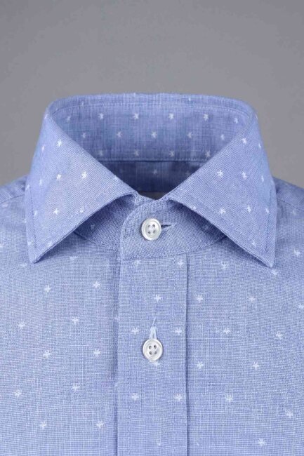 Bisse Studio Erkek Regular Fit Uzun Kollu Mavi Cepsiz Gömlek - 7