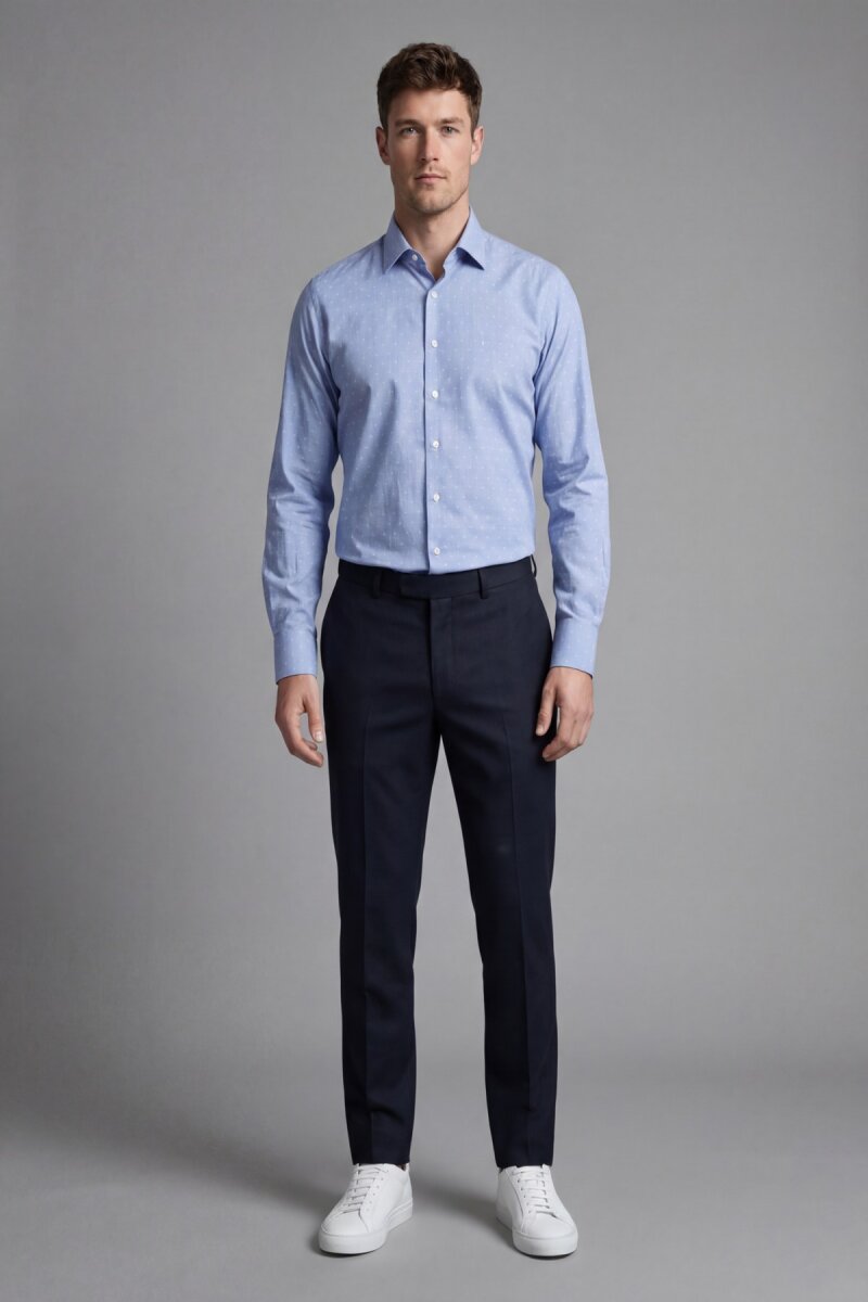 Bisse Studio Erkek Regular Fit Uzun Kollu Mavi Cepsiz Gömlek - 1