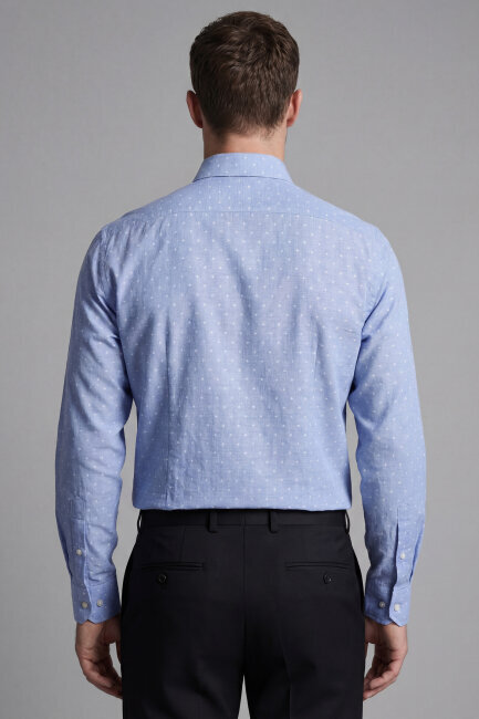 Bisse Studio Erkek Regular Fit Uzun Kollu Mavi Cepsiz Gömlek - 2