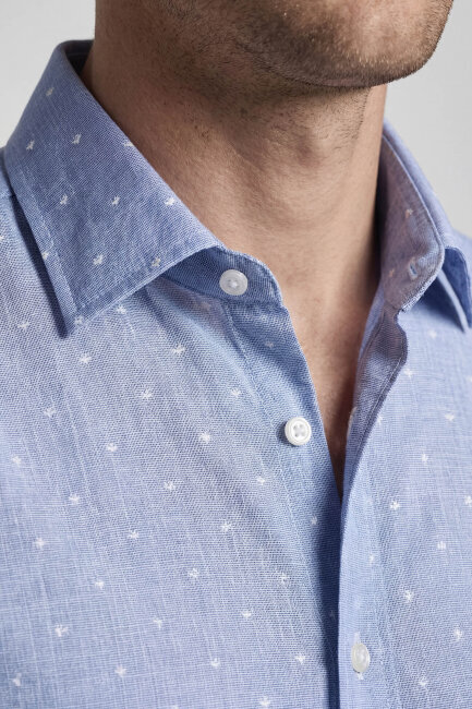 Bisse Studio Erkek Regular Fit Uzun Kollu Mavi Cepsiz Gömlek - 4