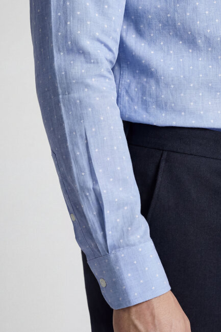 Bisse Studio Erkek Regular Fit Uzun Kollu Mavi Cepsiz Gömlek - 3