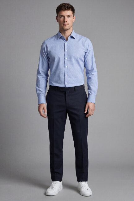 Bisse Studio Erkek Regular Fit Uzun Kollu Mavi Cepsiz Gömlek - 1