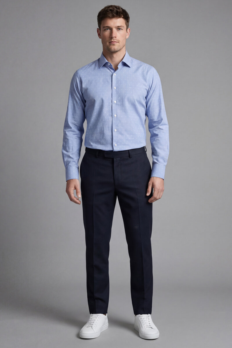 Bisse Studio Erkek Regular Fit Uzun Kollu Mavi Cepsiz Gömlek - 1