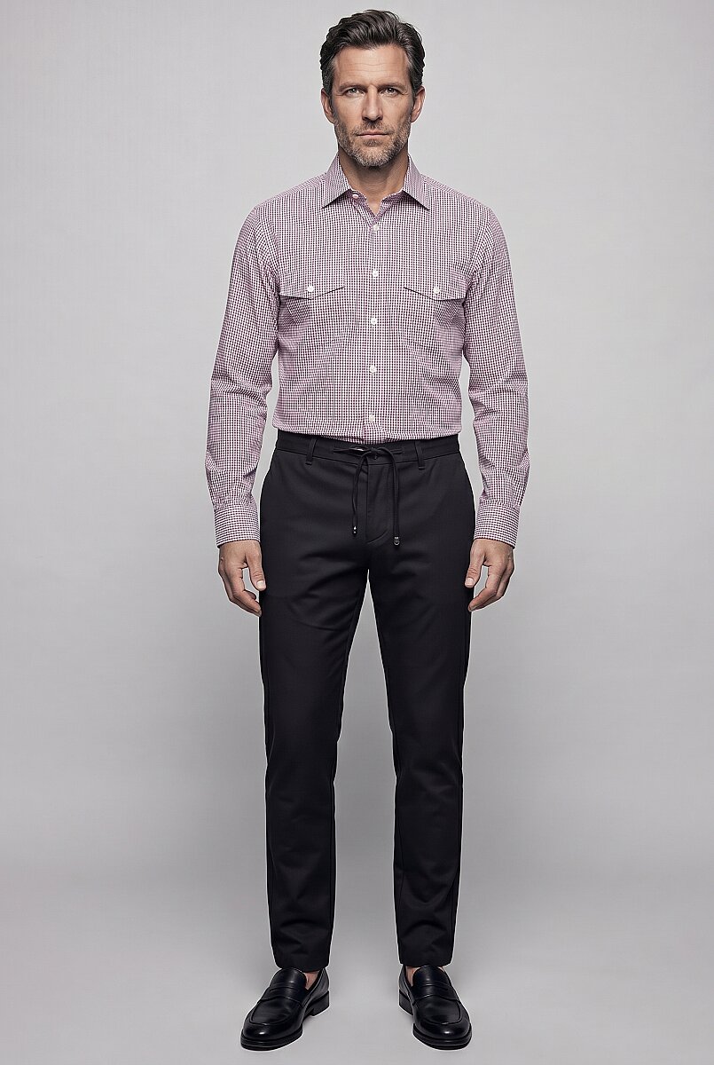 Kırmızı Regular Fit Cepsiz Uzun Yaka Gömlek - 5