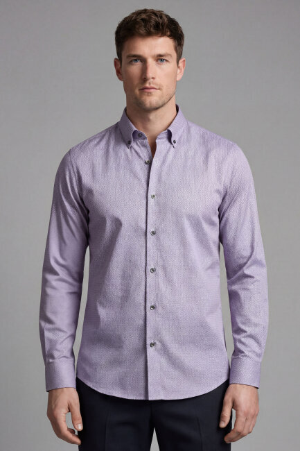 Regular Fit Uzun Kol Paşa Klasik Cepsiz Pamuk Bordo Erkek Gömlek