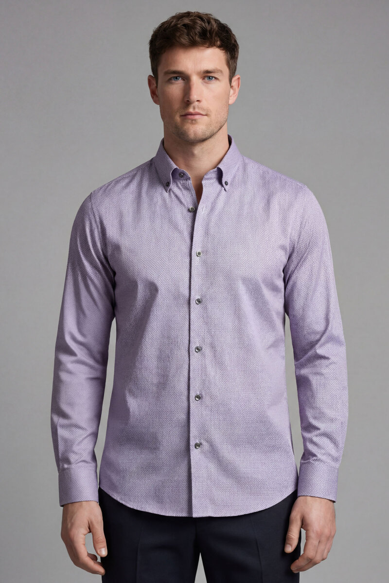 Regular Fit Uzun Kol Paşa Klasik Cepsiz Pamuk Bordo Erkek Gömlek - 1