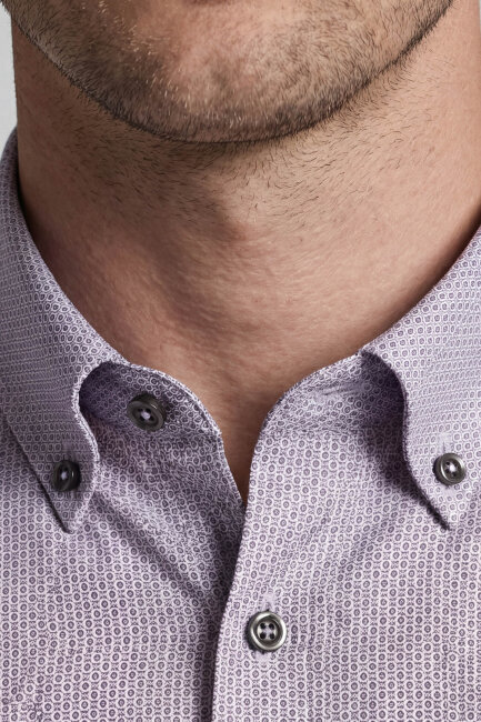 Regular Fit Uzun Kol Paşa Klasik Cepsiz Pamuk Bordo Erkek Gömlek - 4