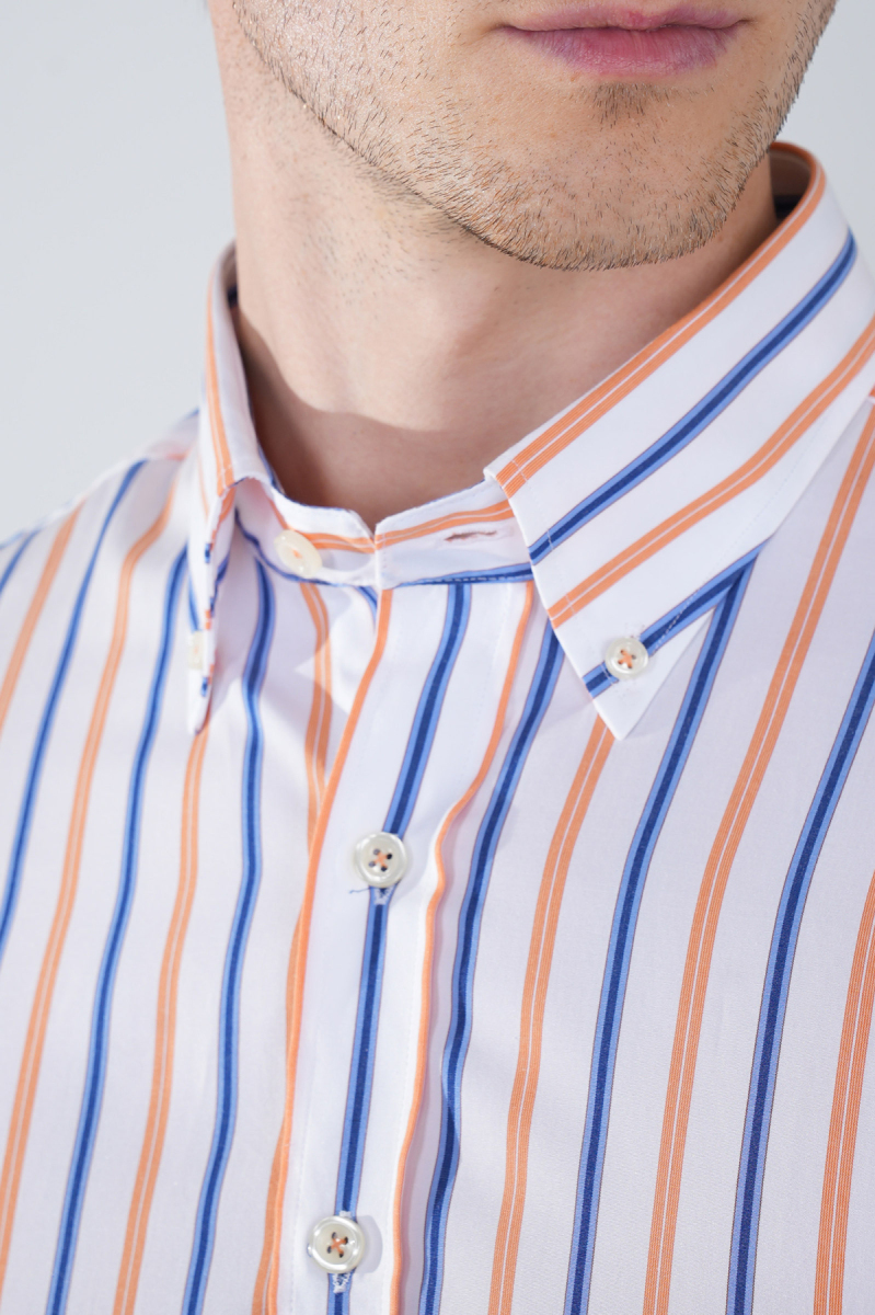 Uzun Kol Cepsiz Lacivert Pamuk Erkek Gömlek - 3