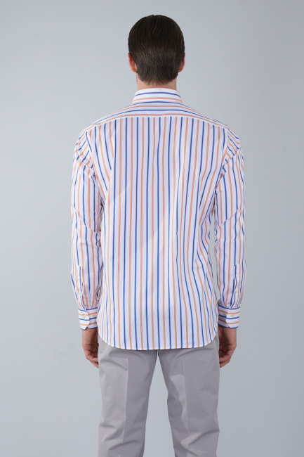 Uzun Kol Cepsiz Lacivert Pamuk Erkek Gömlek - 2