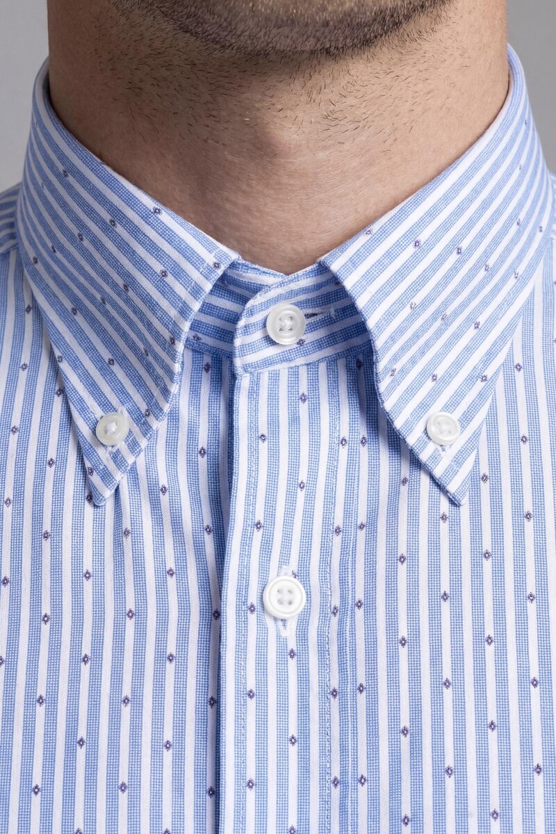 Regular Fit Erkek Uzun Kol Cepsiz Pamuk Mavi Gömlek - 3