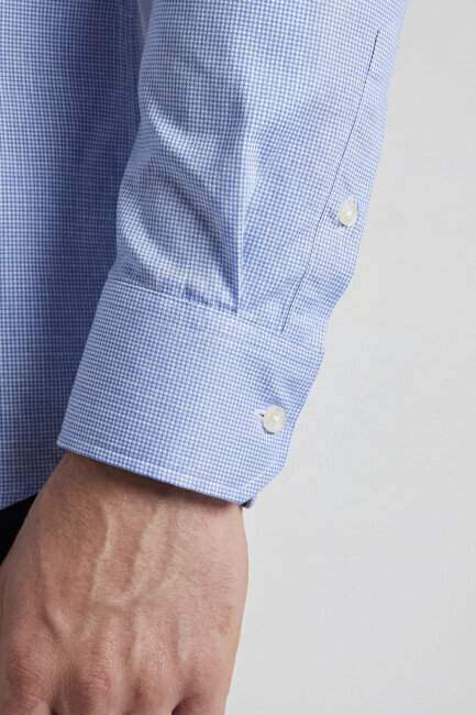 Erkek Regular Fit Uzun Kol Cepsiz Pamuk Mavi Gömlek - 3