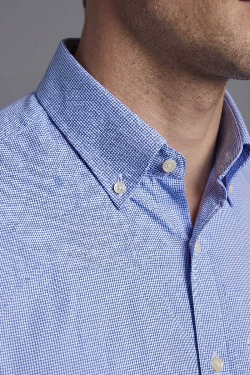 Erkek Regular Fit Uzun Kol Cepsiz Pamuk Mavi Gömlek - 4