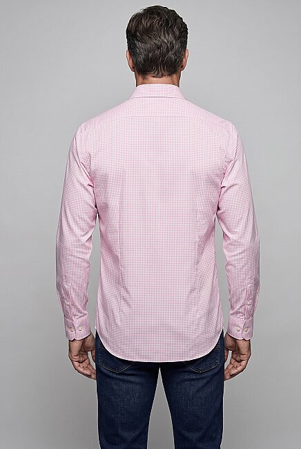 Pembe Regular Fit Pamuk Cepsiz Uzun Yaka Gömlek (1)