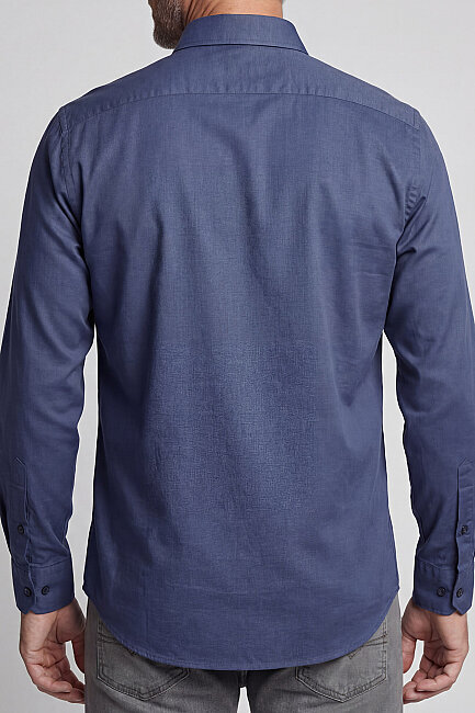 UZUN KOL PAL BDK YAKA CEPSİZ GÖMLEK Lacivert - 2