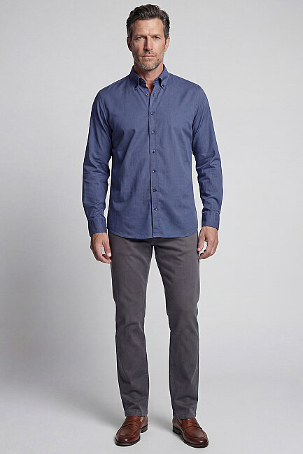 UZUN KOL PAL BDK YAKA CEPSİZ GÖMLEK Lacivert - 5