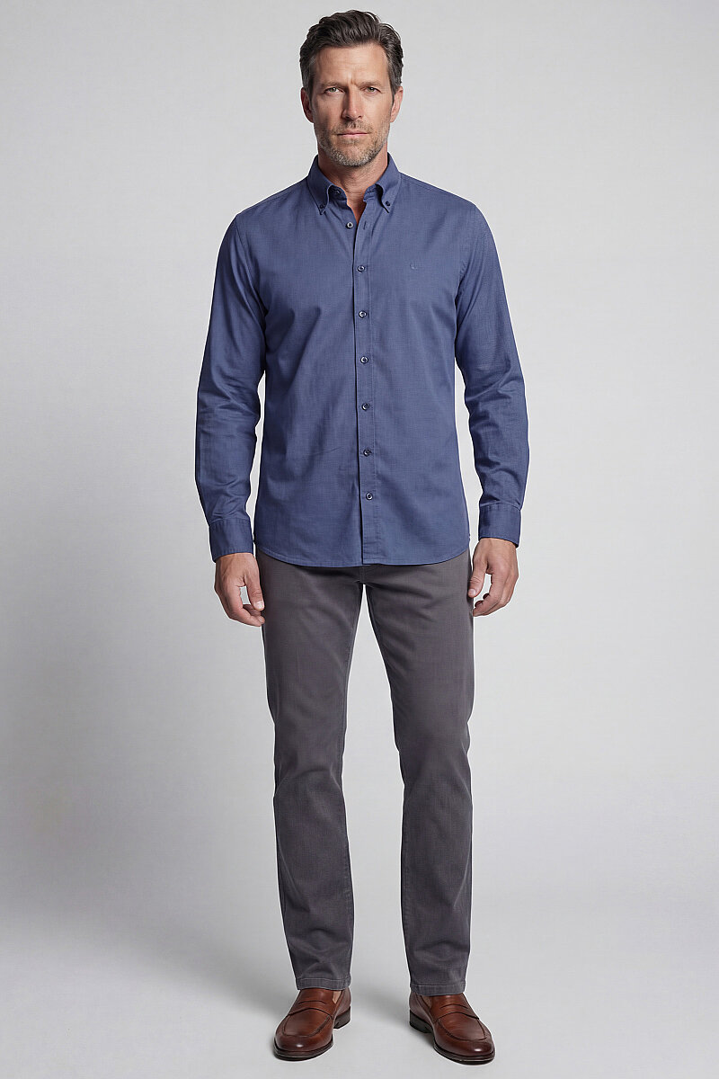 UZUN KOL PAL BDK YAKA CEPSİZ GÖMLEK Lacivert - 5