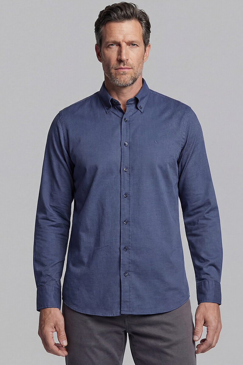 UZUN KOL PAL BDK YAKA CEPSİZ GÖMLEK Lacivert - 1