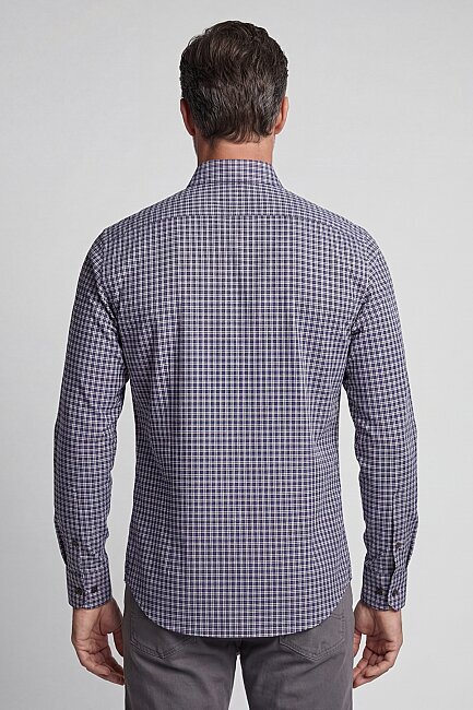 Uzun Kol Düğmeli Yaka Cepsiz Erkek Gömlek Lacivert (1)