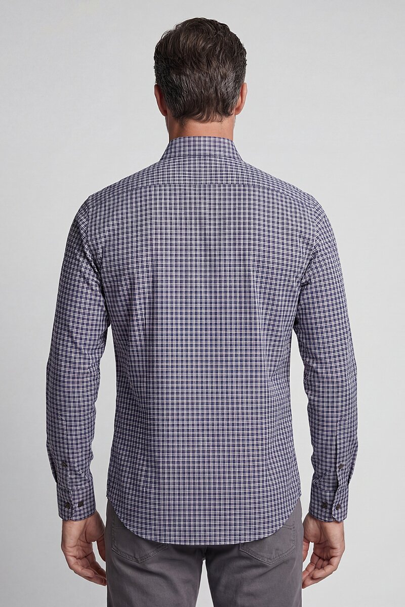 Uzun Kol Düğmeli Yaka Cepsiz Erkek Gömlek Lacivert (1)