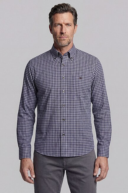 Uzun Kol Düğmeli Yaka Cepsiz Erkek Gömlek Lacivert (0)