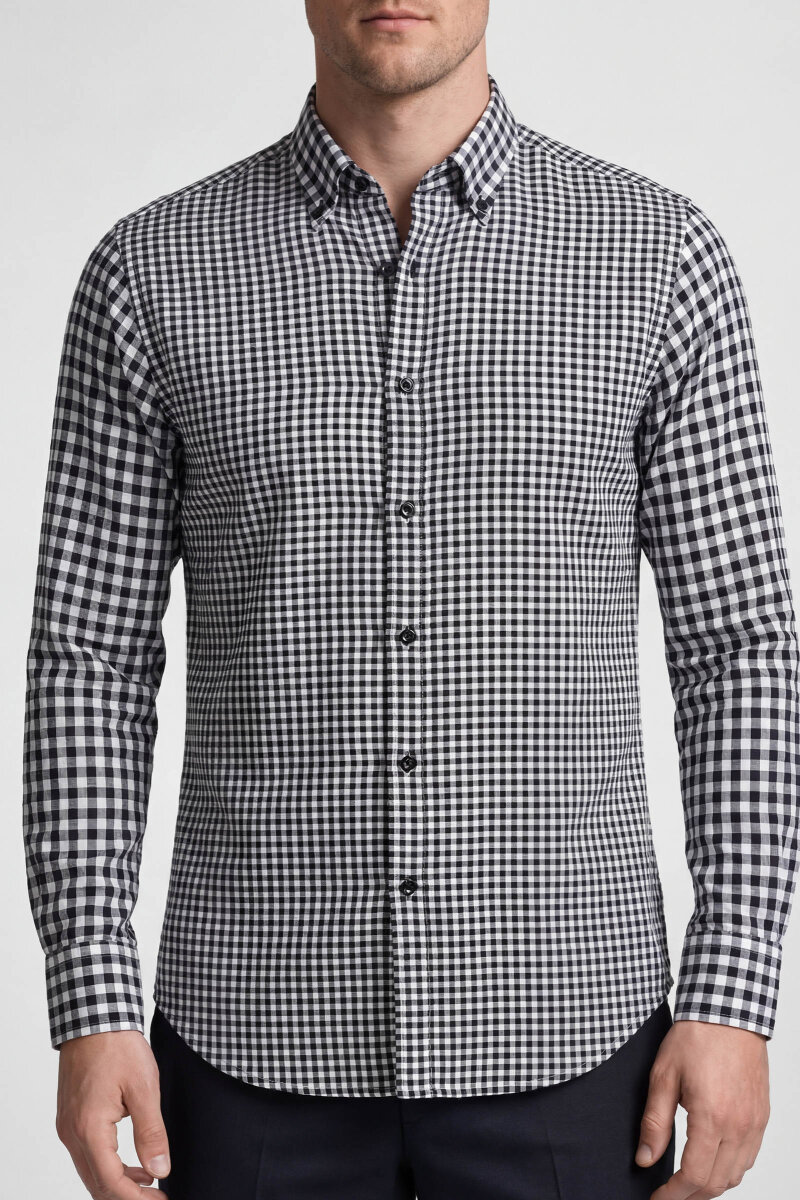 Regular Fit Uzun Kol Paşa Klasik Cepsiz Pamuk Siyah Erkek Gömlek - 1