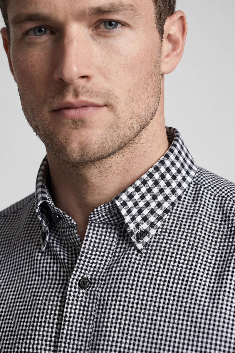 Regular Fit Uzun Kol Paşa Klasik Cepsiz Pamuk Siyah Erkek Gömlek - 3