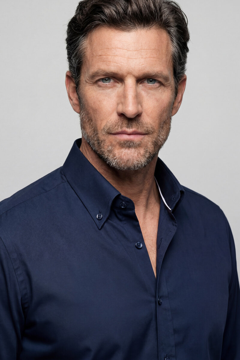 Uzun Kol Paşa Yaka Gömlek Lacivert - 3