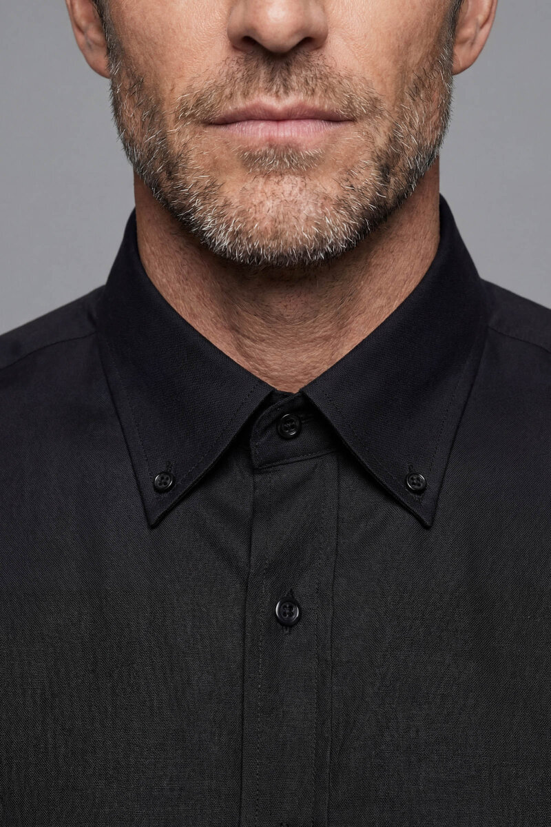 Uzun Kol Paşa Yaka Gömlek Siyah - 3