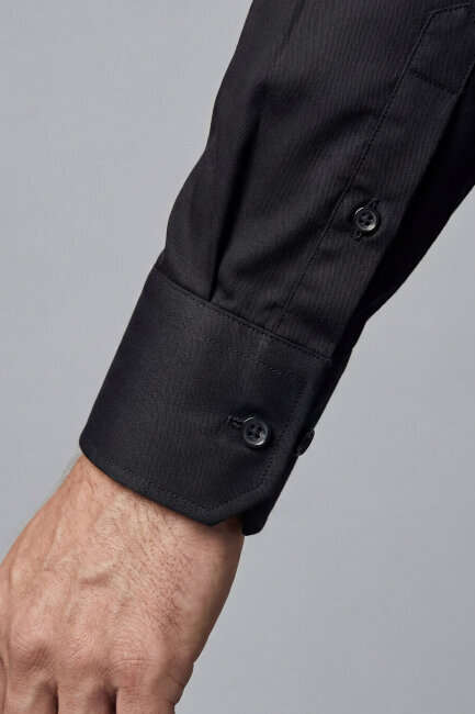 Uzun Kol Paşa Yaka Gömlek Siyah - 5