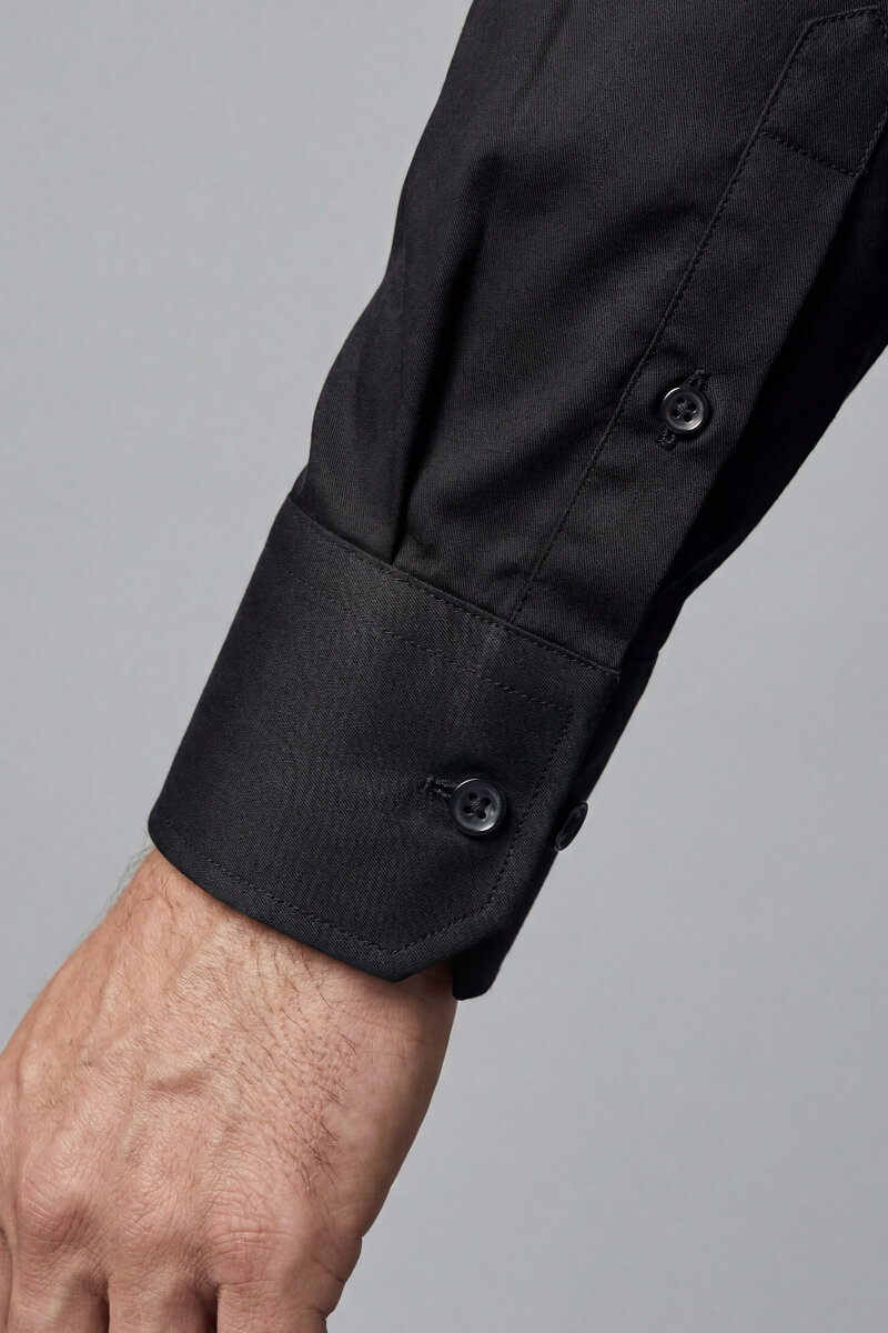 Uzun Kol Paşa Yaka Gömlek Siyah - 5