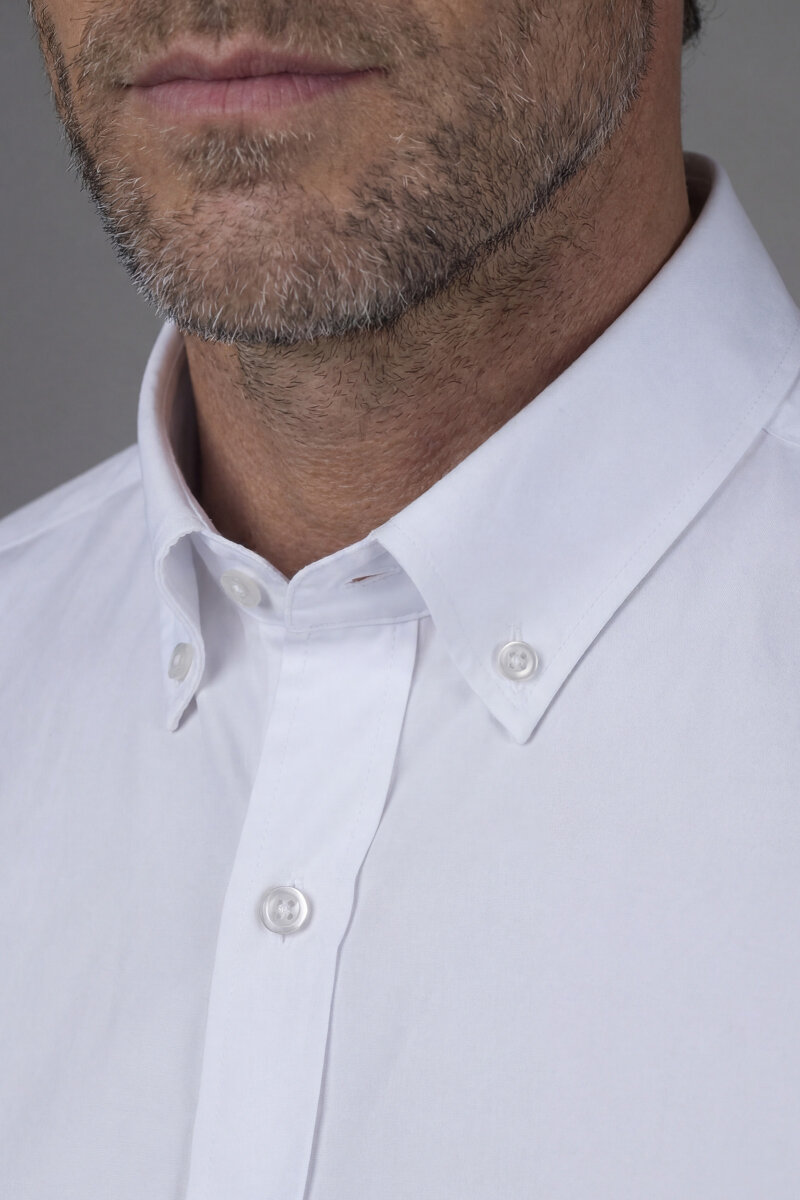 Uzun Kol Paşa Yaka Beyaz Cepsiz Erkek Gömlek - 3
