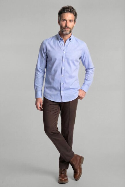 Uzun Kol Paşa Yaka Cepsiz Açık Mavi - 4