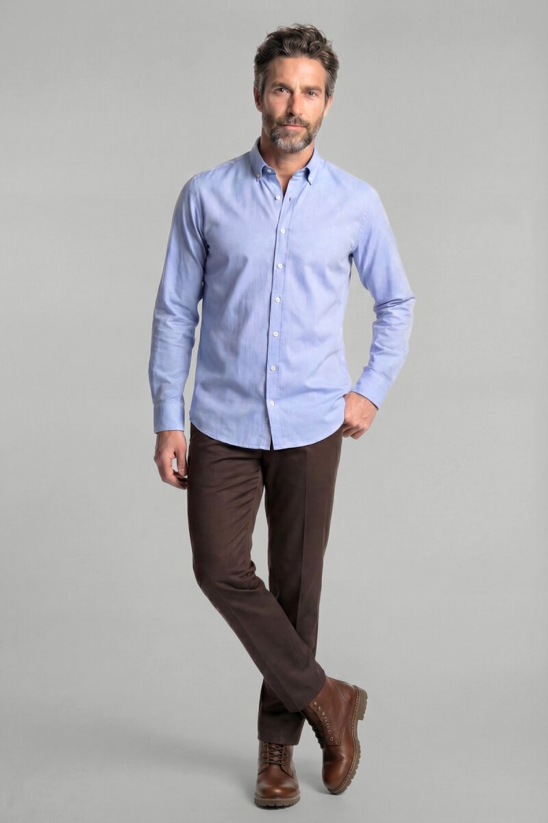 Uzun Kol Paşa Yaka Cepsiz Açık Mavi - 4