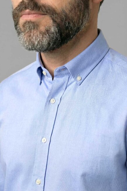 Uzun Kol Paşa Yaka Cepsiz Açık Mavi - 3