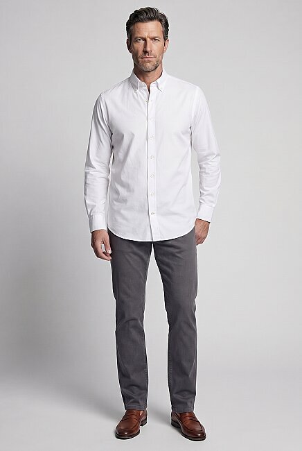 Beyaz Regular Fit Cepsiz Uzun Paşa Yaka Gömlek - 6