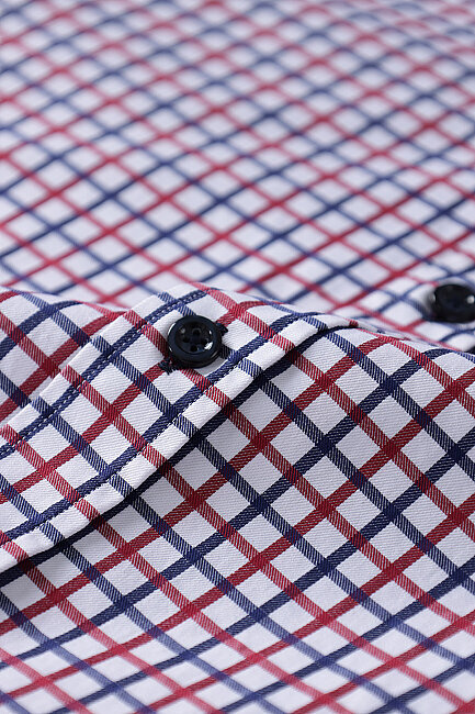 Bordo Kareli Regular Fit Düğmeli Yaka Gömlek (3)