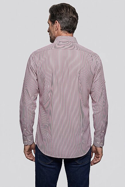 Burgundy Regular Fit Cotton Cepsiz Yaşa Collar Long Shirt (1)