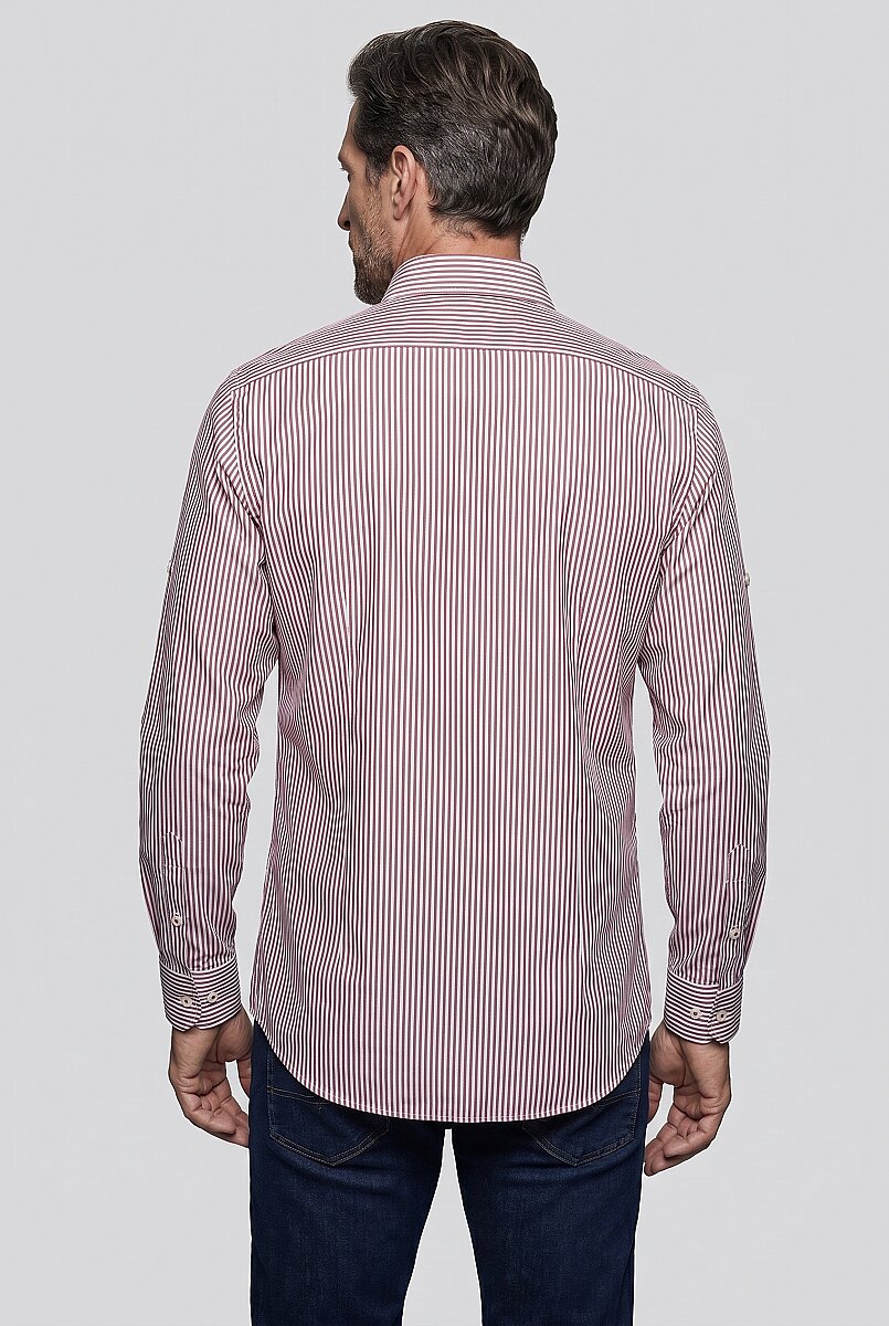Burgundy Regular Fit Cotton Cepsiz Yaşa Collar Long Shirt (1)