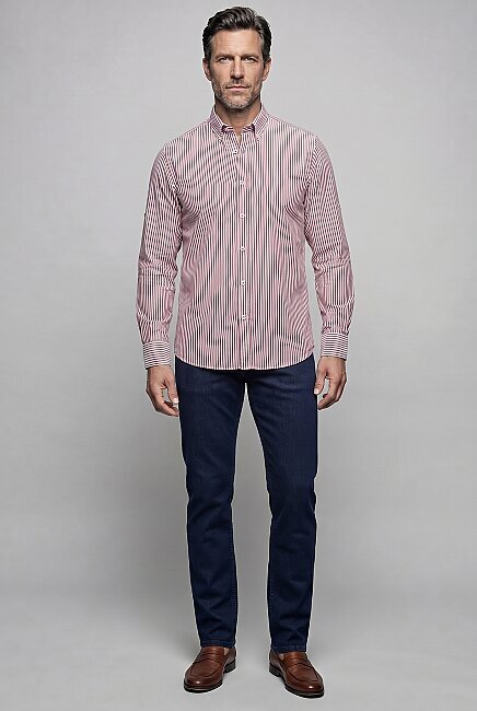 Burgundy Regular Fit Cotton Cepsiz Yaşa Collar Long Shirt (4)