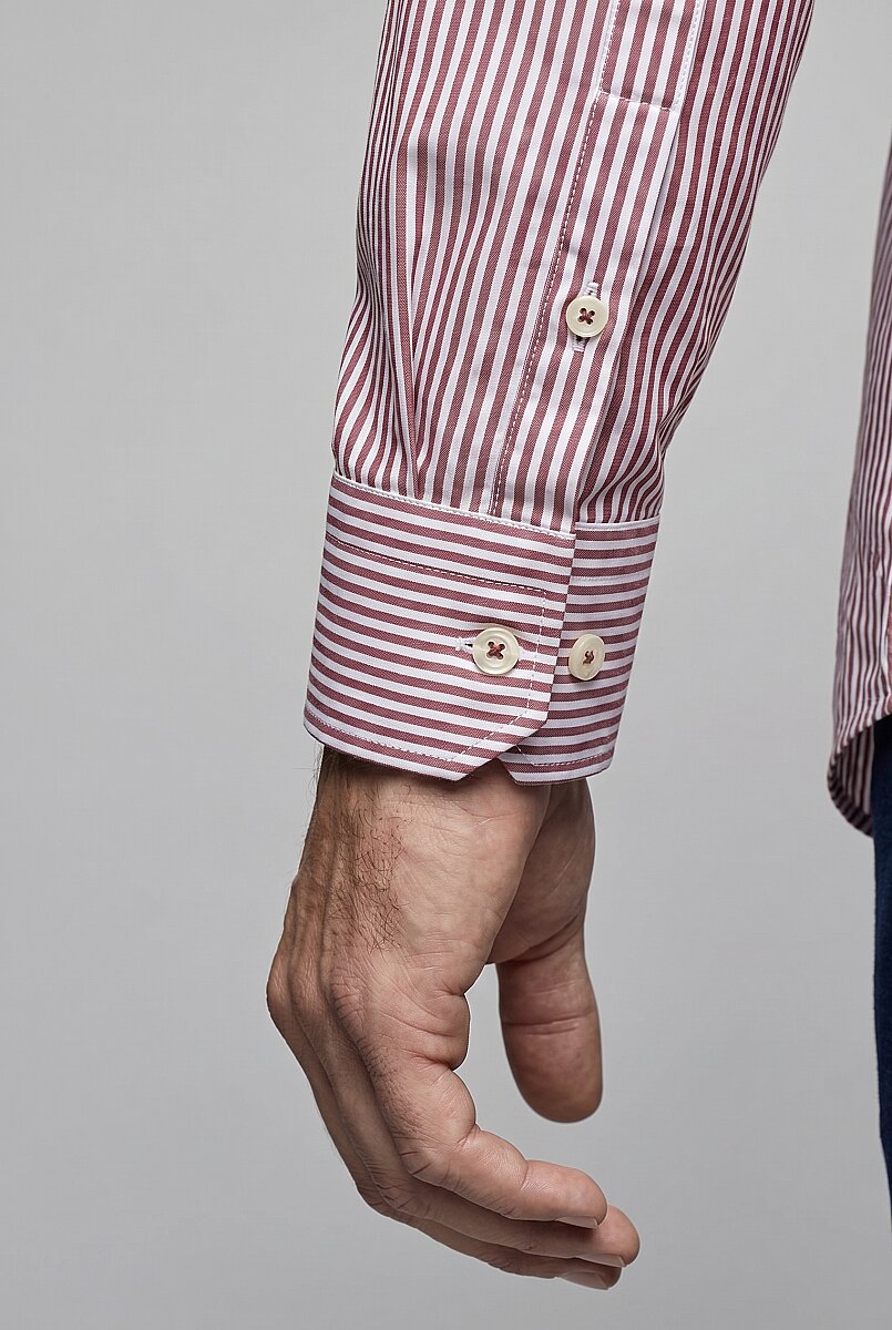 Bordo Regular Fit Pamuk Cepsiz Yaşa Yaka Uzun Gömlek - 4