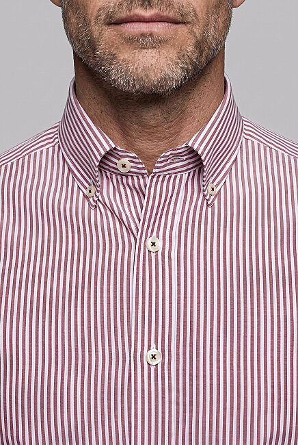 Burgundy Regular Fit Cotton Cepsiz Yaşa Collar Long Shirt (2)